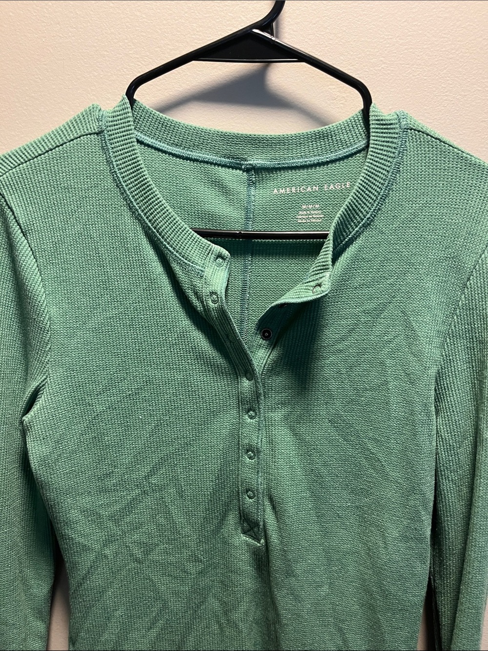 American Eagle Outfitters Mint Green Thermal Henley Top